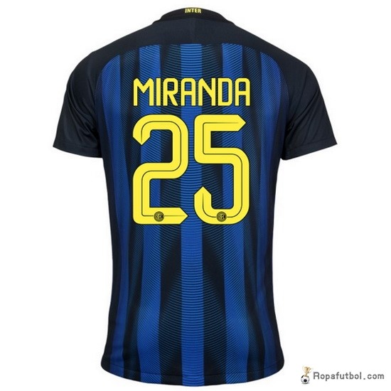 Camiseta Inter de Milán Replica Primera Ropa Miranda 2016/17 Marino Azul